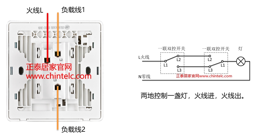 双控开关接线图-一联双控开关（86型）